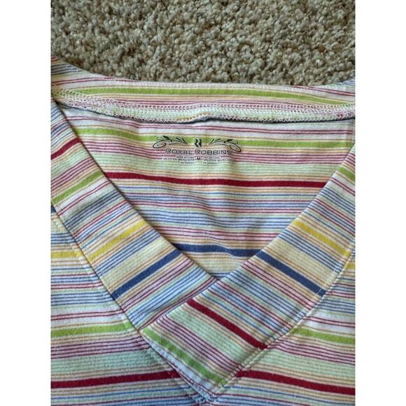 Royal Robbins Sleeveless Colorful Striped, stretchy shirt; size Medium - Picture 3 of 6